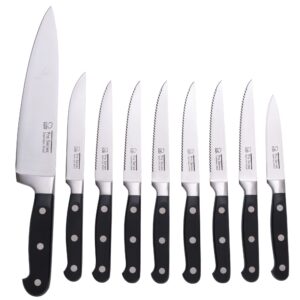 chef craft pro series knives, 9 piece set, stainless steel/black