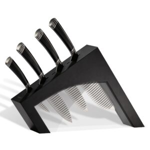 casaware 5pc knife block set (all purpose, chef, serrated utility, paring, knife block) (black)