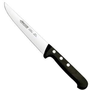 arcos kitchen knife 6 inch nitrum stainless steel and 150 mm blade. professional utilty knife. ergonomic polyoxymethylene pom handle. series universal. color black