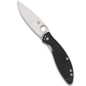 spyderco astute value knife with 3.02" stainless steel blade and durable black g-10 - plainedge - c252gp