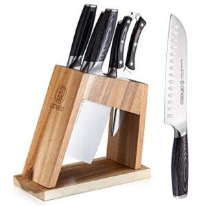 othello cl-fk6 classic knife set with wooden block kitchen knives, silver