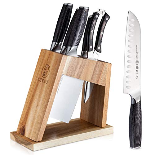 Othello CL-FK6 Classic Knife Set with Wooden Block Kitchen Knives, Silver