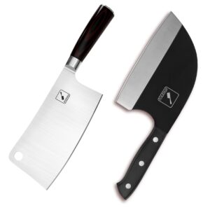 imarku 7 inch butcher knife and cleaver, high carbon steel ultra sharp kitchen knife with ergonomic handle