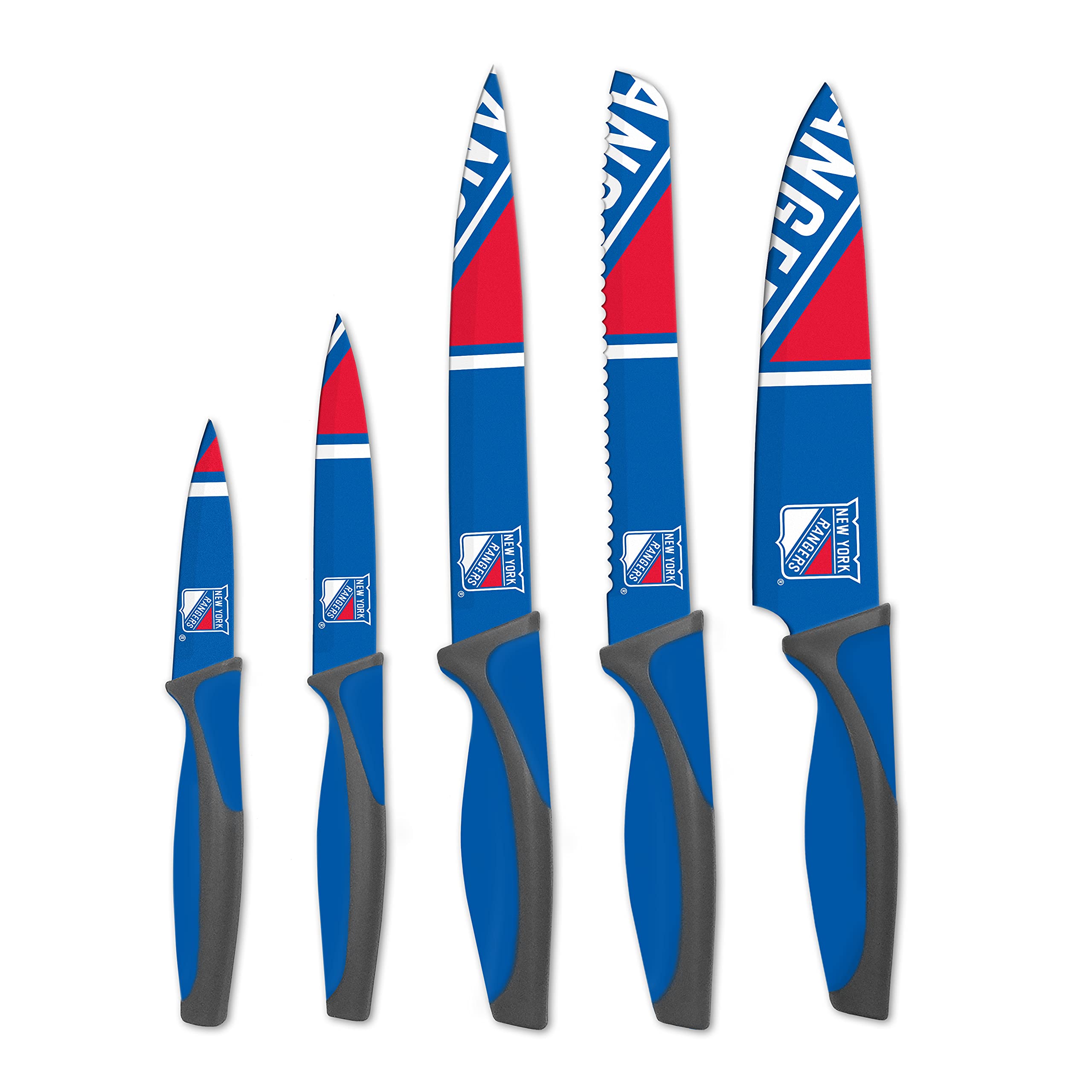 Sports Vault NHL New York Rangers Kitchen Knives Team Color, 16"L x 1.25"W x 9.75"H