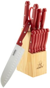 masterchef 13-piece knife set with block, red