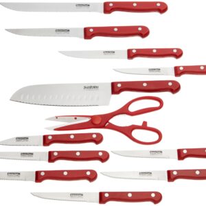 Masterchef 13-Piece Knife Set with Block, Red