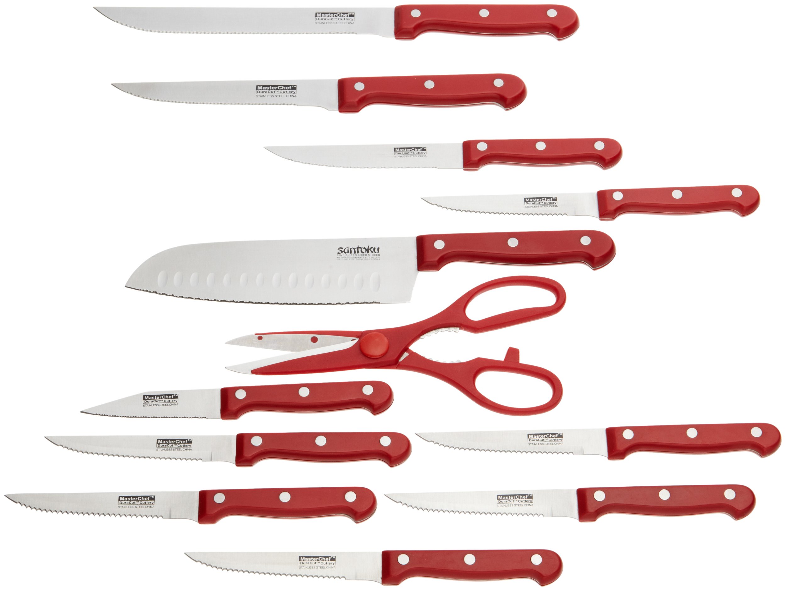 Masterchef 13-Piece Knife Set with Block, Red