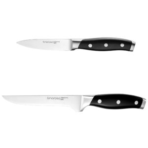 linoroso classic 2-piece kitchen knife set | 2-piece german knife set with 3.5" paring knife & 5.7" boning knife | ultra sharp forged german high carbon stainless steel kitchen cook's knife set
