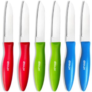 ntvkid 3.25 inch swiss classic paring knives with straight edge, spear point color paring knife set of 6,red/green/blue