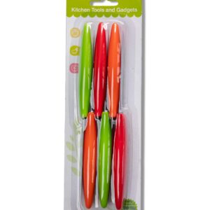 NTVKID 3.25 Inch Swiss Classic Paring Knives with Straight Edge, Spear Point Color Paring knife set of 6,red/green/blue