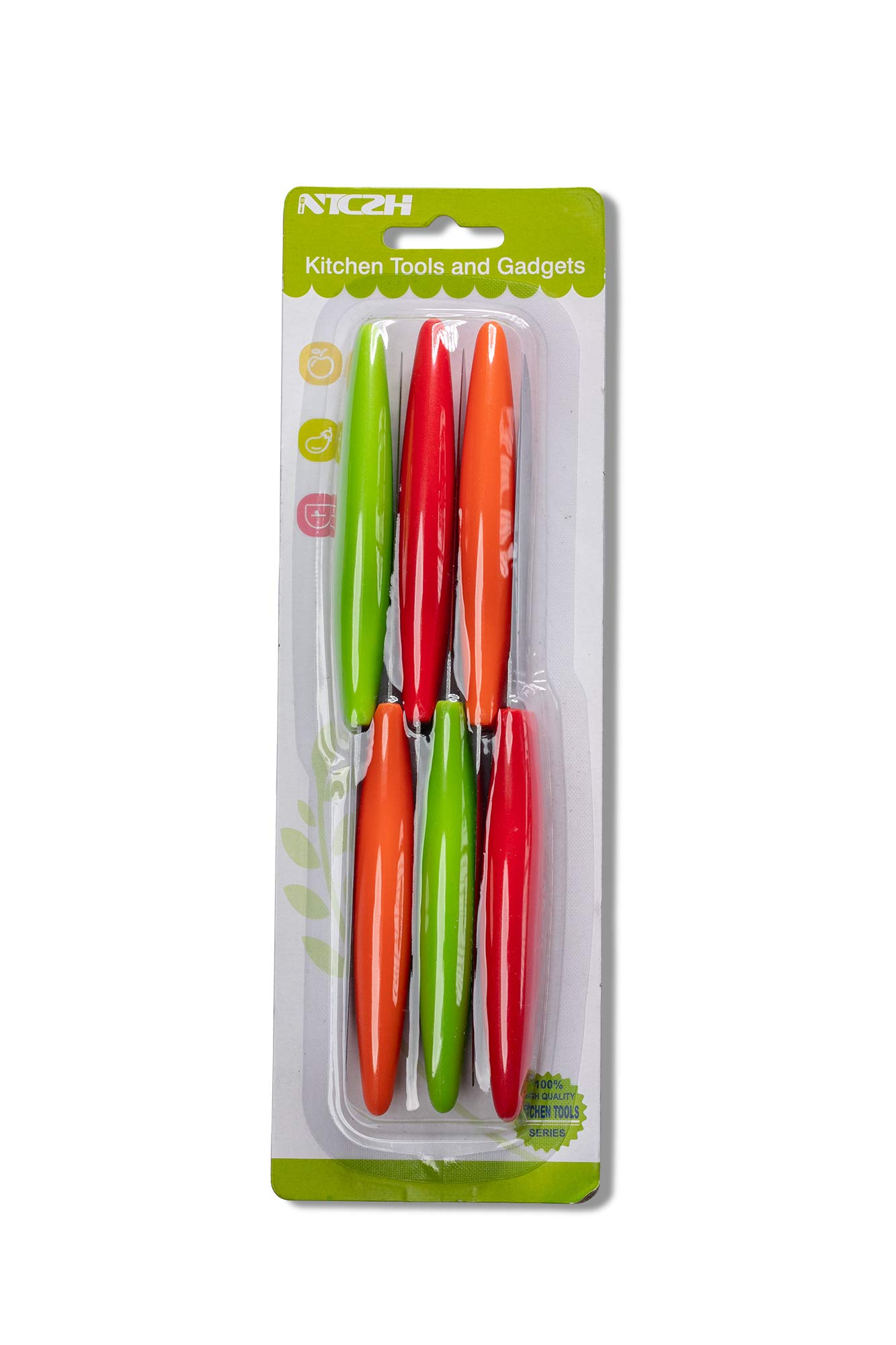 NTVKID 3.25 Inch Swiss Classic Paring Knives with Straight Edge, Spear Point Color Paring knife set of 6,red/green/blue