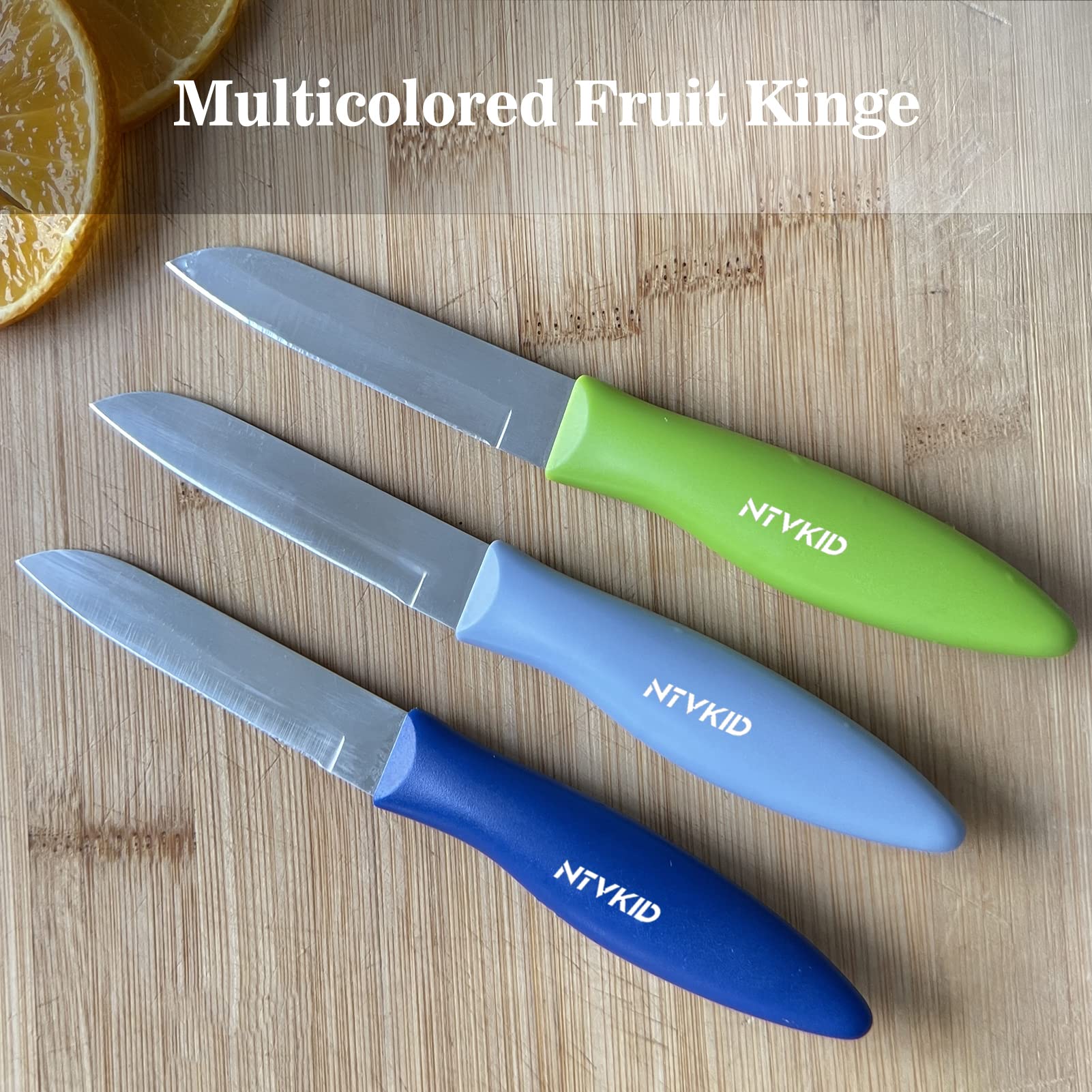 NTVKID 3.25 Inch Swiss Classic Paring Knives with Straight Edge, Spear Point Color Paring knife set of 6,red/green/blue