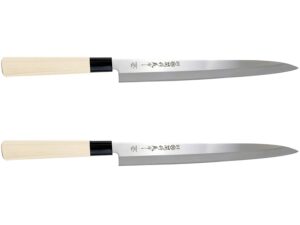 japanbargain 1553, yanagiba sashimi knife japanese high carbon stainless steel sushi chef knife, made in japan, 9-1/2 inches, pack of 2