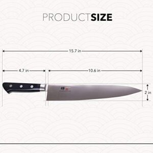 JCK ORIGINAL Kagayaki Japanese Chef’s Knife, KG-8ES Professional Gyuto Knife, VG-1 High Carbon Japanese Stainless Steel Pro Kitchen Knife with Ergonomic Pakka Wood Handle, 10.6 inch