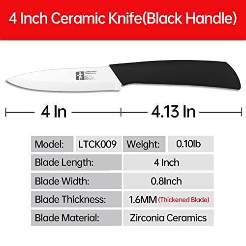 LIANGTAI Ceramic Knife 4 Inch Fruit Knife (Black Handle)