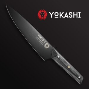 YOKASHI Japanese Knife - Titanium Knife 8 inch - High Carbon VG-10 Edge for Precise Chopping, Slicing & Dicing for Professional Chefs and Home Cooks in the Kitchen - Durable - Ergonomic Handle