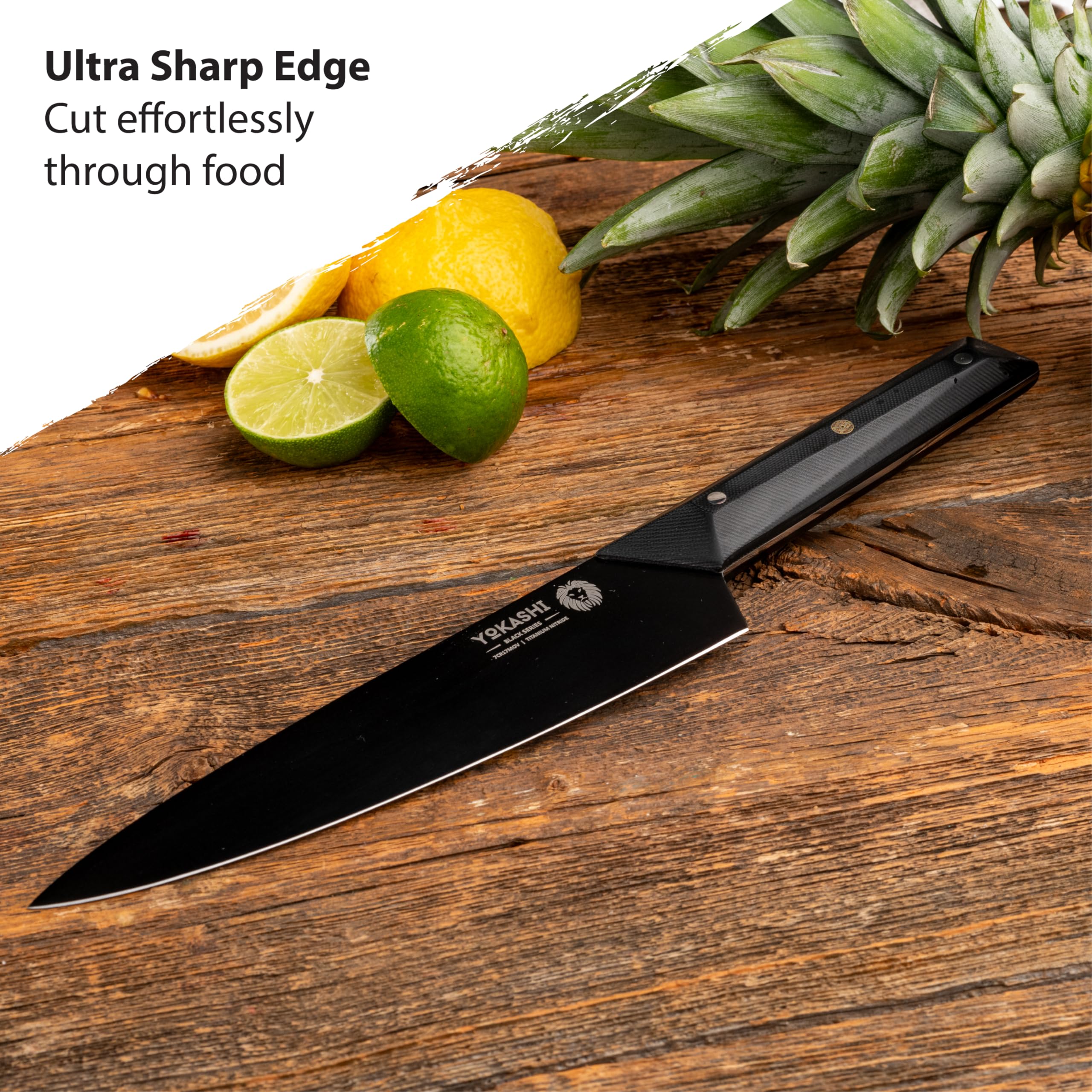 YOKASHI Japanese Knife - Titanium Knife 8 inch - High Carbon VG-10 Edge for Precise Chopping, Slicing & Dicing for Professional Chefs and Home Cooks in the Kitchen - Durable - Ergonomic Handle