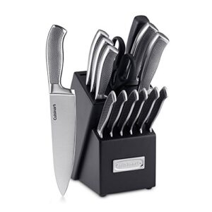 15 Piece Kitchen Knife Set with Block by Cuisinart, Cutlery Set, Graphix Collection, Stainless Steel, C77SS-15P & CTG-00-BCR7 Barrel Crock with Tools, Set of 7