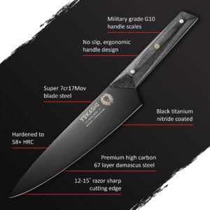 YOKASHI Japanese Knife - Titanium Knife 8 inch - High Carbon VG-10 Edge for Precise Chopping, Slicing & Dicing for Professional Chefs and Home Cooks in the Kitchen - Durable - Ergonomic Handle