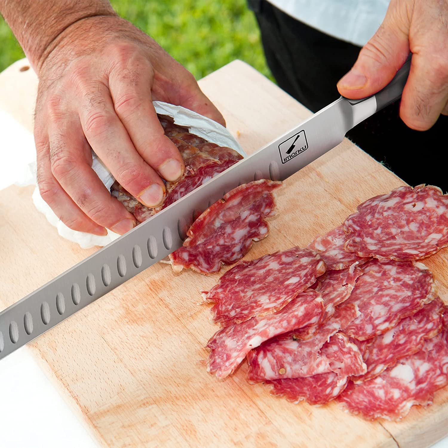 imarku Brisket Knife Carving Knife Slicing Knife Meat Knife 12 Inch, German Ultra Sharp Carving Knife for Meat Brisket Slicing Knife, Long BBQ Knife Gift Box