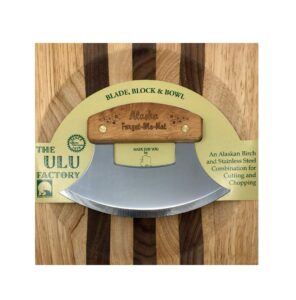 the ulu factory the ulu factory's alaska forget-me-not state flower ulu knife set with chopping bowl!
