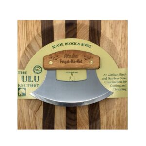 The ULU Factory The Ulu Factory's Alaska Forget-Me-Not State Flower Ulu Knife Set with Chopping Bowl!