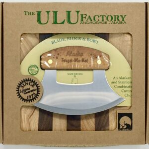 The ULU Factory The Ulu Factory's Alaska Forget-Me-Not State Flower Ulu Knife Set with Chopping Bowl!