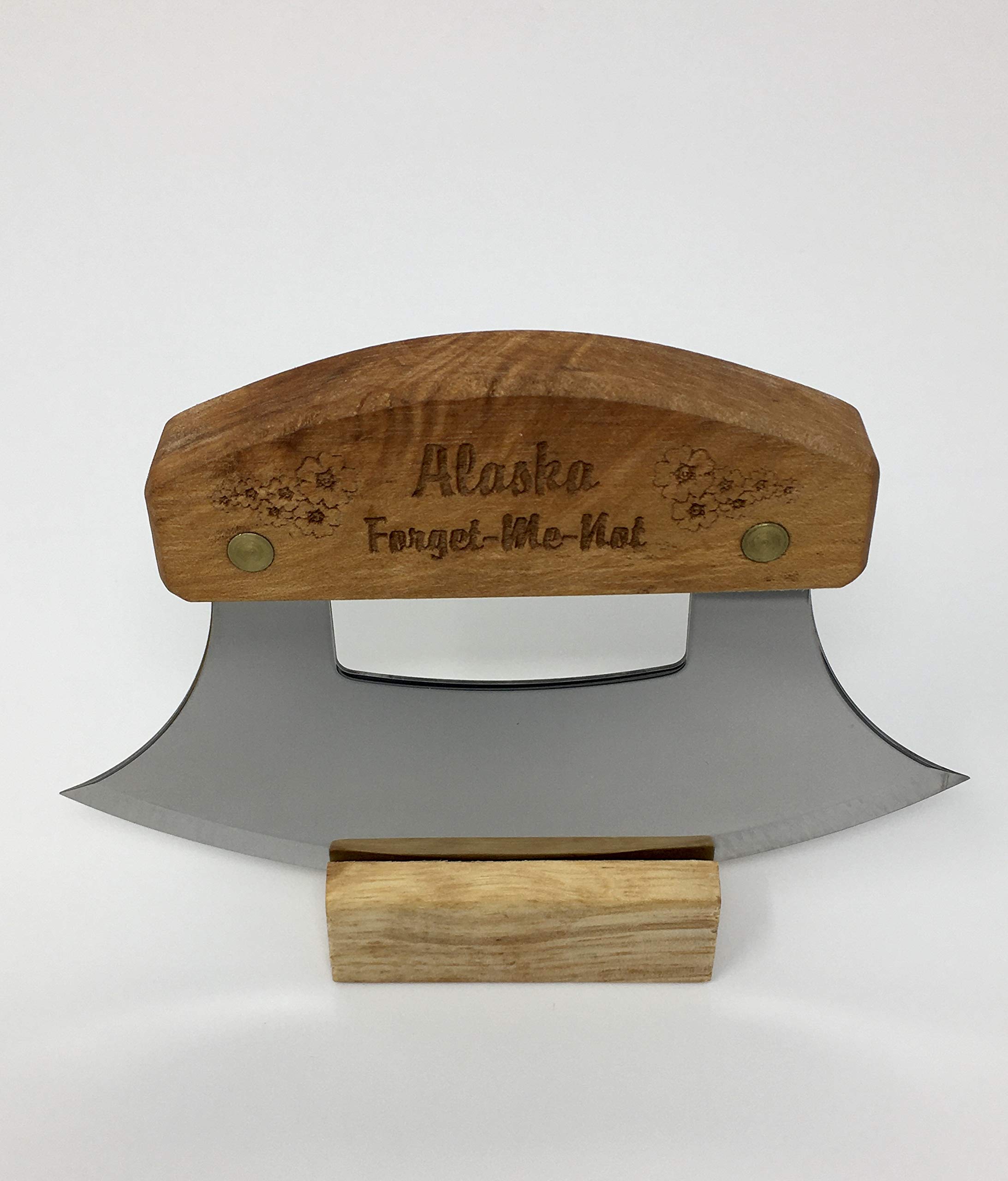 The ULU Factory The Ulu Factory's Alaska Forget-Me-Not State Flower Ulu Knife Set with Chopping Bowl!