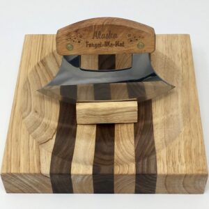 The ULU Factory The Ulu Factory's Alaska Forget-Me-Not State Flower Ulu Knife Set with Chopping Bowl!