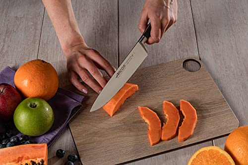 ARCOS Chef Knife 8 Inch Stainless Steel. Professional Cooking Knife for Cutting Fish, Meat and Onion. Ergonomic Polyoxymethylene Handle and 200mm Blade. Series Riviera. Color Black