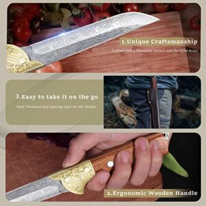 Purple Dragon Carving Knife 5" Japanese Steel Professional Fillet Knife with Sheath,Trimming Knife with Elegant Blade,Sharp Knife for Meat,Fish,Camping,with Gift Box