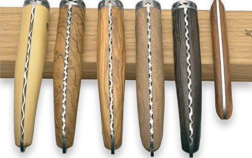 Laguiole en Aubrac Cuisine Gourmet Stainless Fully Forged Steel Made In France Complete 7 Piece Premium Kitchen Knife Magnetic Block Set With Mixed Wood Handles