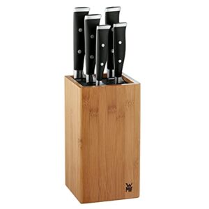 WMF Knife Block with 6 Pieces Grand Class Performance Cut Double Serrated Blade Made in Germany Forged Special Blade Steel - Stainless Steel Rivets Plastic Handles Knife Block of Bamboo