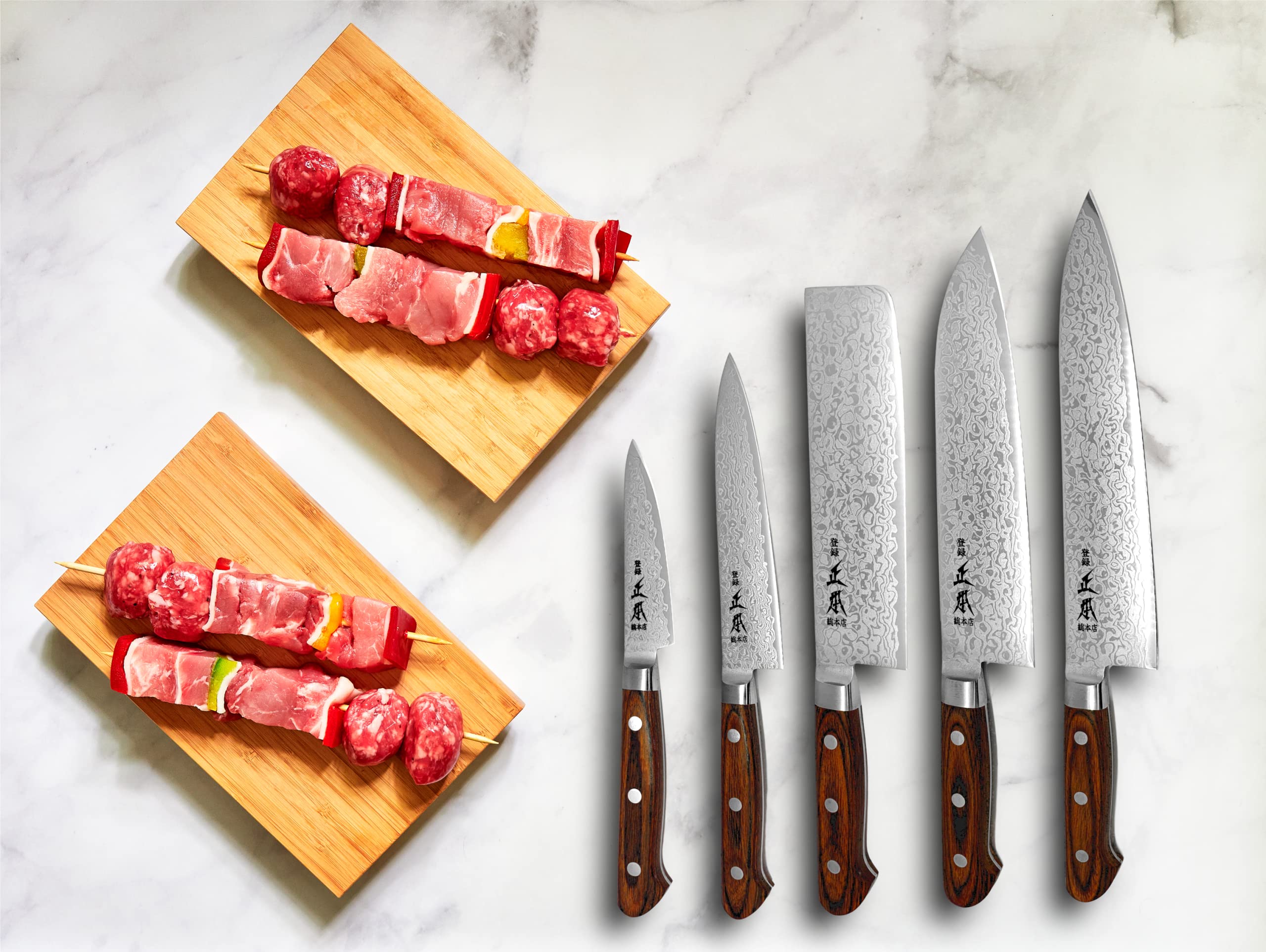 MASAMOTO ZA Japanese Santoku Knife 7" Professional Damascus Bunka Knife, ZA-18 Clad 69 Layers Japanese Stainless Steel Blade, Mahogany Pakkawood Handle, Made in JAPAN -Tokyo Exclusive Edition-