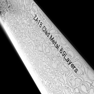 MASAMOTO ZA Japanese Santoku Knife 7" Professional Damascus Bunka Knife, ZA-18 Clad 69 Layers Japanese Stainless Steel Blade, Mahogany Pakkawood Handle, Made in JAPAN -Tokyo Exclusive Edition-