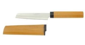 kotobuki cheese knife with wood cover, brown