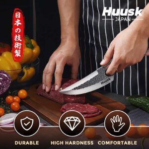 Huusk Upgraded 5.51 Inch Chef Knives Bundle with Outdoor Camping Cooking Kitchen Knife with Leather Sheath and Gift Box