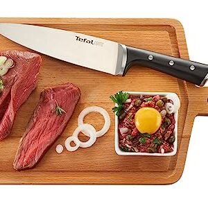 Tefal Ice Force K232S574 Wooden Block with 5 Slots and 5 Knives: Bread Knife 20 cm / Chef Knife 20 cm / Santoku Knife 18 cm / Paring Knife 11 cm / Carving Knife 9 cm