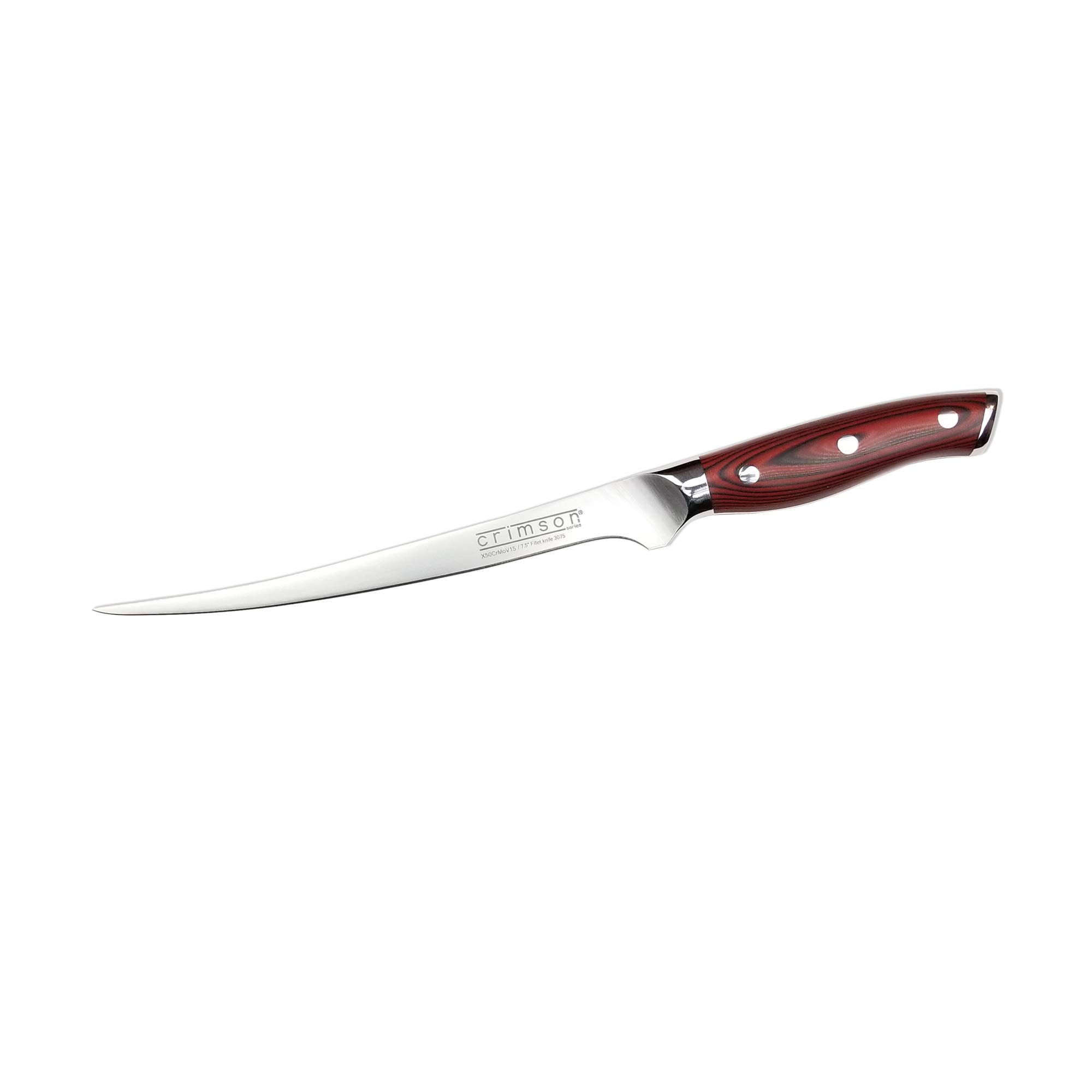 Ergo Chef Crimson Series 7.5" Flexible Fillet Knife – Forged High Carbon X50CrMoV15 German Stainless Steel - G10 Handle