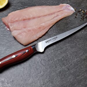 Ergo Chef Crimson Series 7.5" Flexible Fillet Knife – Forged High Carbon X50CrMoV15 German Stainless Steel - G10 Handle