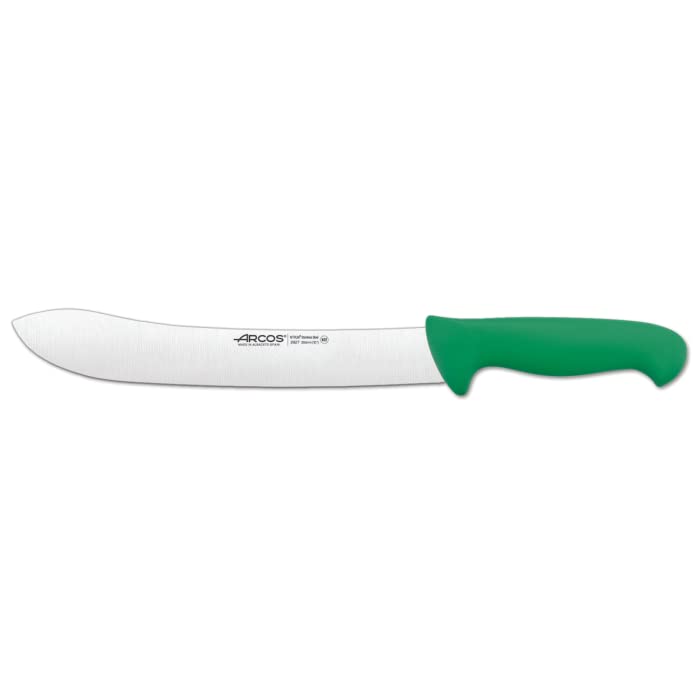 Arcos Butcher Knife 10 Inch Nitrum Stainless Steel. Professional Cooking Knife For Cutting Meat, Fish and Vegetables. Ergonomic Polyoxymethylene Handle. Series 2900. Color Green.