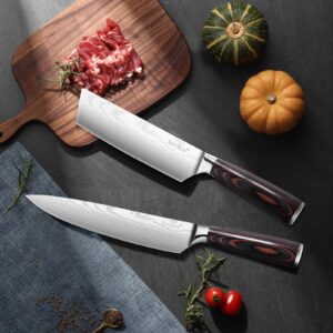 Lirches Kitchen Chef Knife Sets - 5PCS Chef Knife Set, Professional Japanese Ultra Sharp 4CR13 Stainless Steel Knives, 3.5-8 Inch Cooking Knife Set with Damascus Pattern