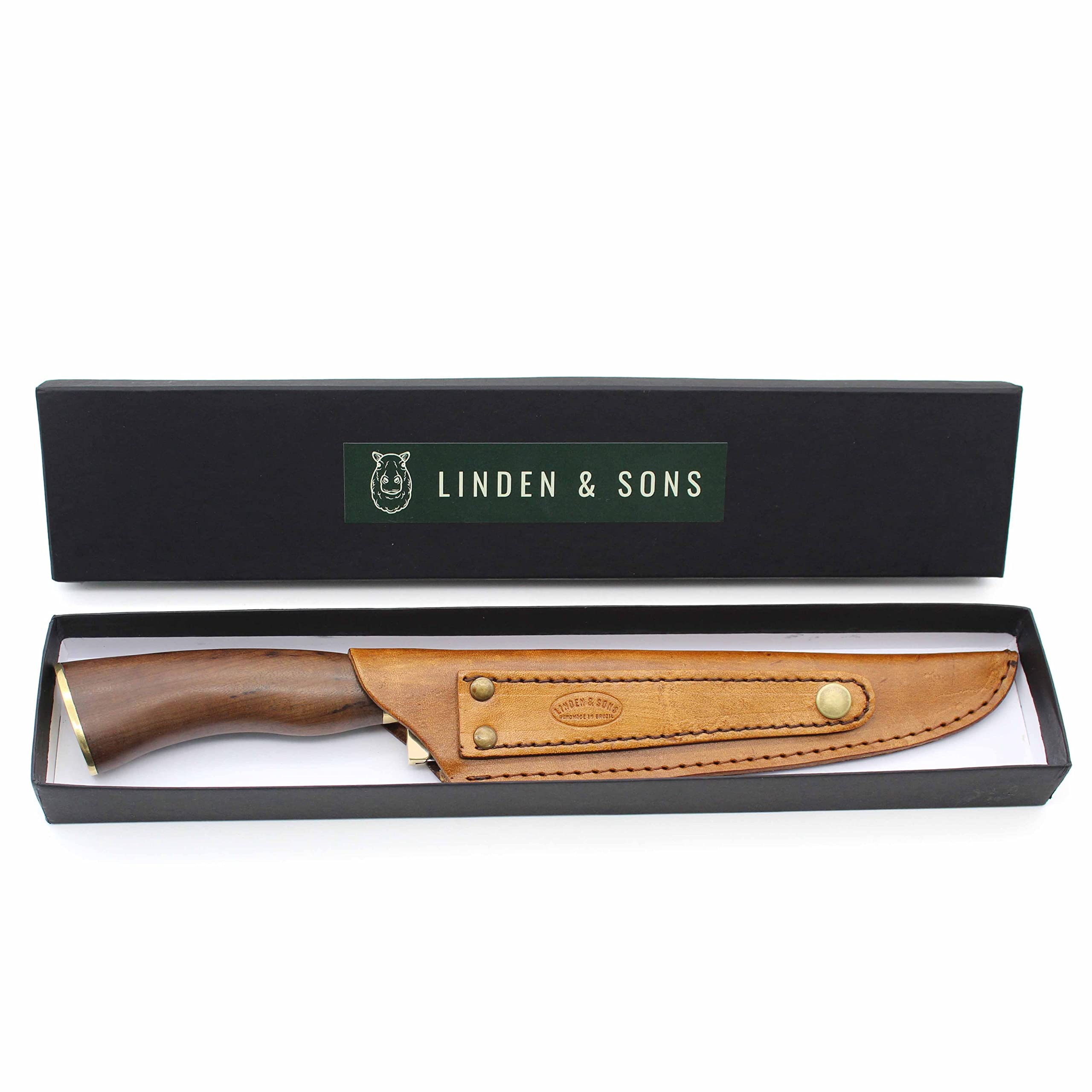 Linden & Sons Meat Knife - 8 inches Butcher Knife - Gaucho Style Barbecue Knife - Handmade in Brazil - Perfect for Meat Cutting, Slicing and Carving