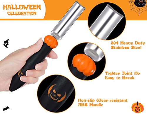 NESSTU Halloween Pumpkin Carving Kit Tools 23 PCS Heavy Duty Stainless Steel Pumpkin Carver Set with Stencils Candles, Lengthening and Thickening Simple & Safe Carving Tools for Kids & Adults