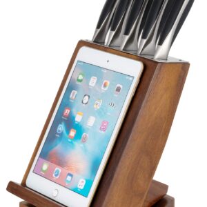 Ozeri 6-Piece Japanese Stainless Steel Knife Block Set with Rotating Knife Block and Tablet Holder