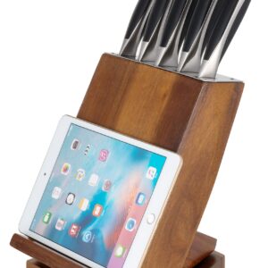 Ozeri 6-Piece Japanese Stainless Steel Knife Block Set with Rotating Knife Block and Tablet Holder