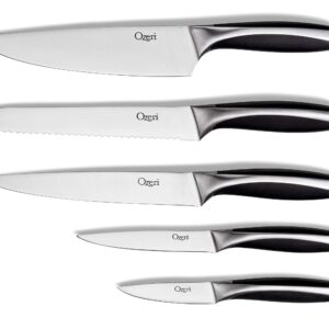 Ozeri 6-Piece Japanese Stainless Steel Knife Block Set with Rotating Knife Block and Tablet Holder