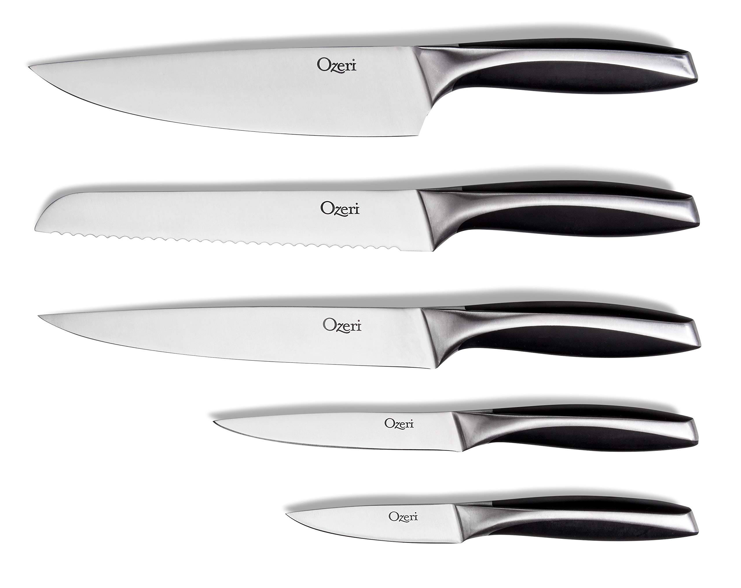 Ozeri 6-Piece Japanese Stainless Steel Knife Block Set with Rotating Knife Block and Tablet Holder