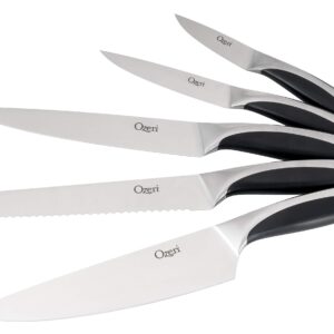 Ozeri 6-Piece Japanese Stainless Steel Knife Block Set with Rotating Knife Block and Tablet Holder