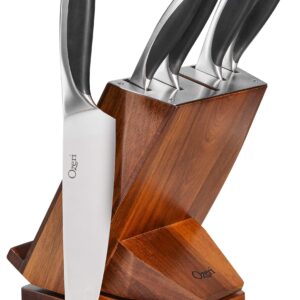 Ozeri 6-Piece Japanese Stainless Steel Knife Block Set with Rotating Knife Block and Tablet Holder